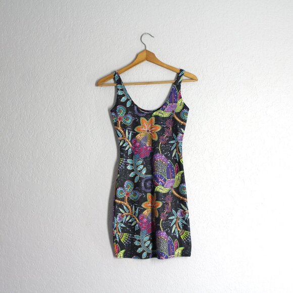 BlackMilk Not Actually Sequins black floral dress S mini bodycon  New - Picture 3 of 11